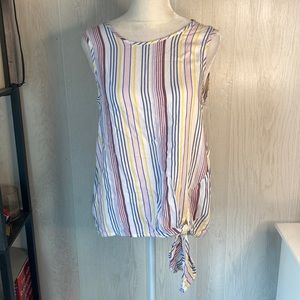 BeachLunchLounge•Striped Sleeveless Top•Waist Tie•Size XS•Summer Fun!